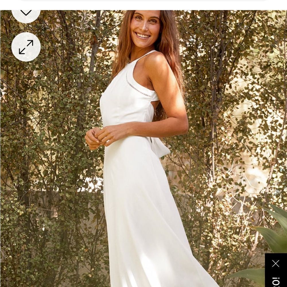Lulu's White Halter Midi Dress - Picture 3 of 16